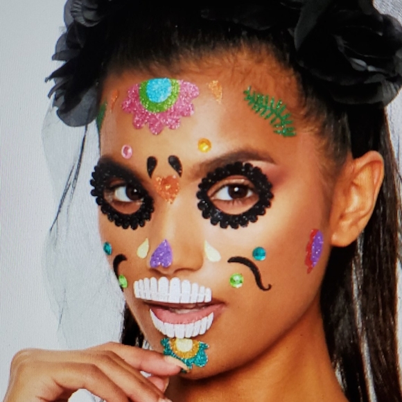 🆕️  Day of the Dead Face Jewels With Headband - Picture 10 of 10